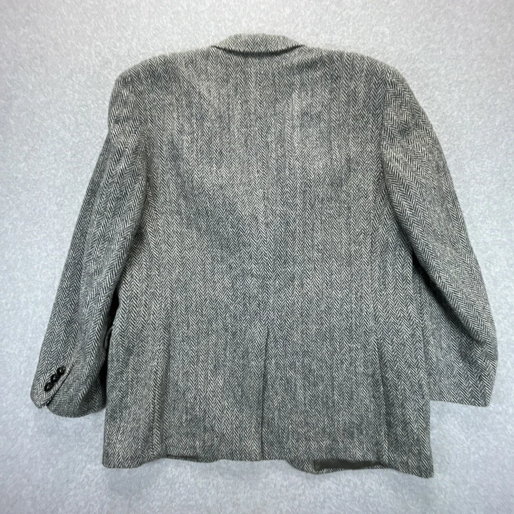 Vintage Harris Tweed Blazer Mens 42R Gray Herringbone Sport Coat Jacket Stafford